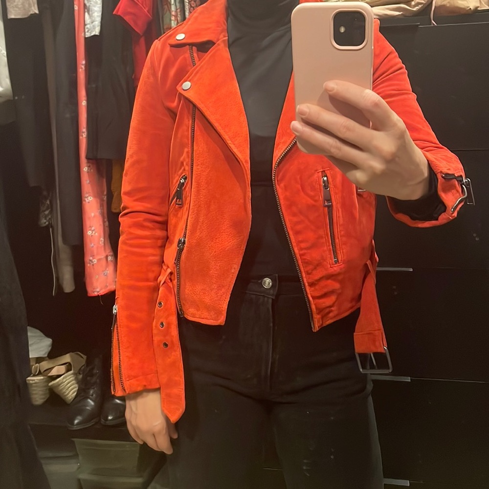 Xs Bagatelle red suede bomber